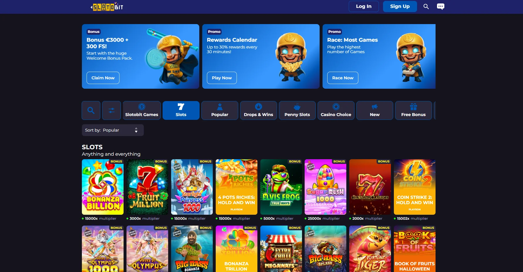 Slotobit Casino Gesamtansicht